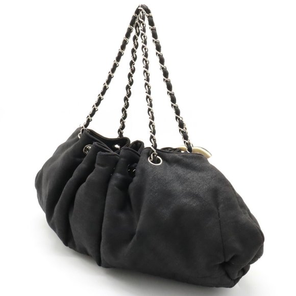 CHANEL Cocomark Melrose Cabas Matelasse Chain Shoulder Bag Cotton Jersey Blac... - Picture 2 of 8